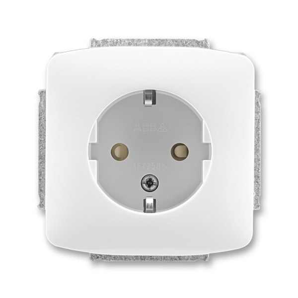 Zásuvka jednonásobná s ochrannými kontaktmi (podľa DIN), s clonkami, Tango®, biela