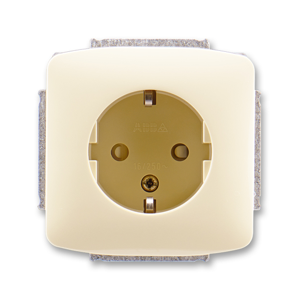 Zásuvka jednonásobná s ochrannými kontaktmi (podľa DIN), s clonkami, Tango®, slonová kosť